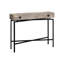 Table d'appoint avec rangement, stratifié taupe et métal noir, conception moderne, rangement décoratif l 42,5 po x P 12,5 po