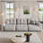 125.98"Gray chenille sofa with adjustable backrest-312060925