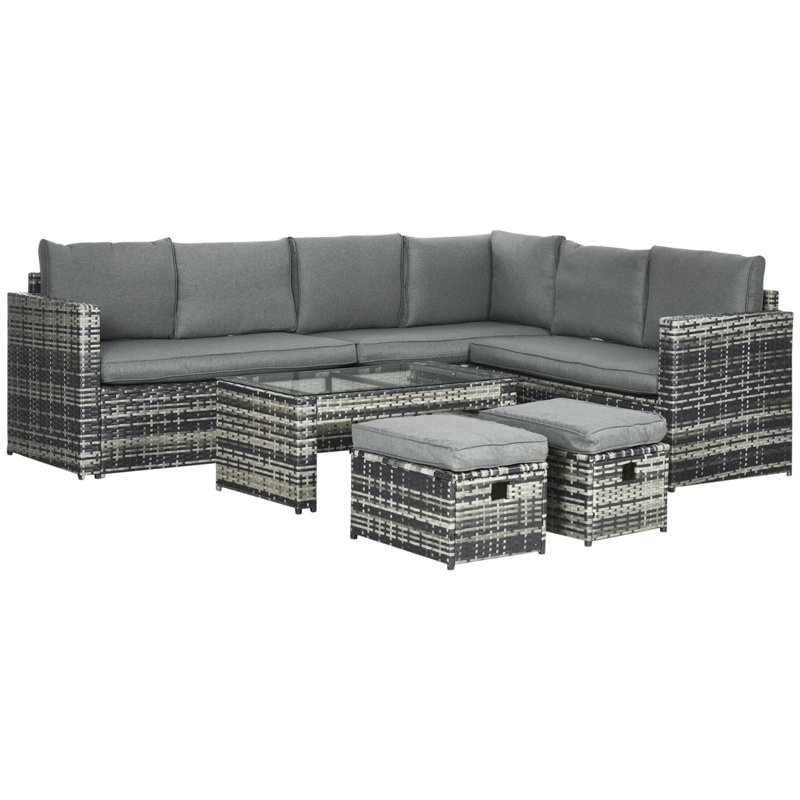 Ensemble de conversation modulaire avec coussins 6 pièces