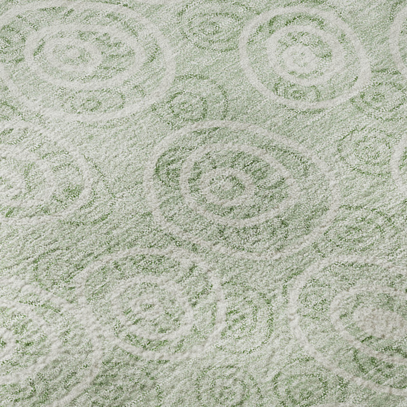 Premium Machine Washable Prisco Mint Rug, Round 8'