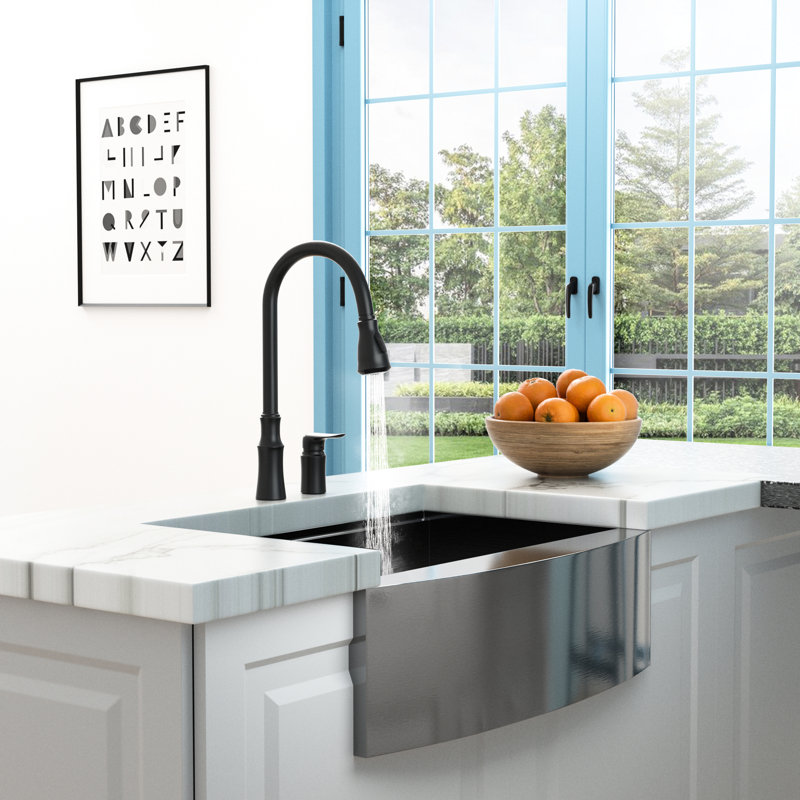 Kitchen Sink Faucet In Matte Black, Separate Handle For Customized Use, Modern Single Design Effortless Water Management, 360 Rotating Pull-Down , High-Performance Ceramic Cartridge, Spray And Stream
