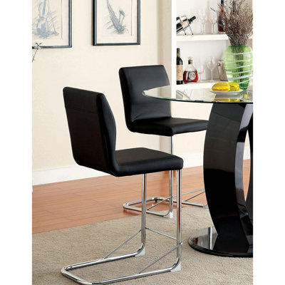 Chaises de salle à manger à hauteur de comptoir 2 pièces, siège noir, pieds, design artistique moderne et contemporain