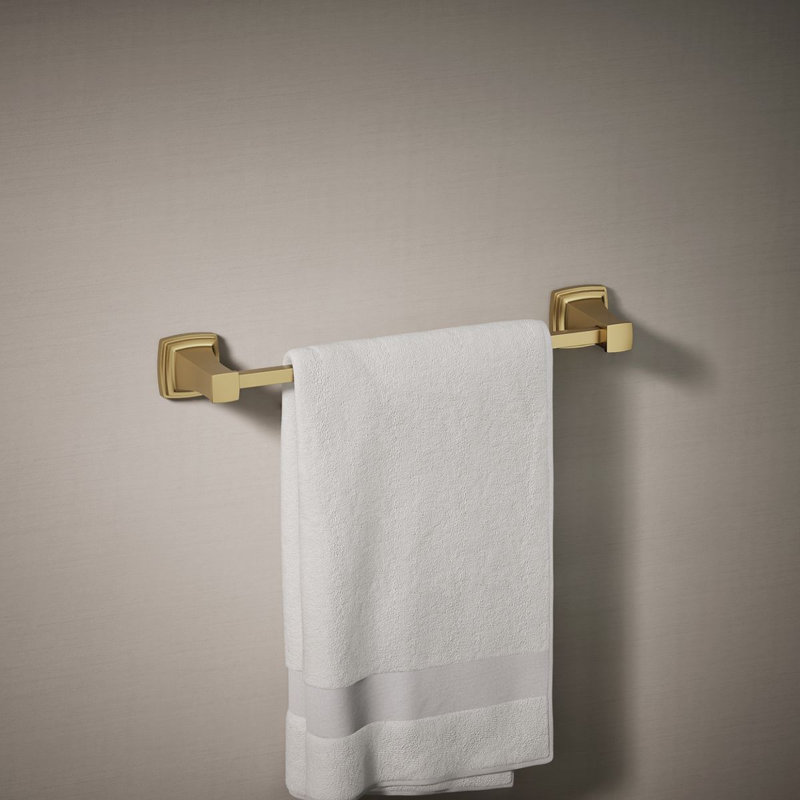 Riff Wall Mounted Towel Bar, Vibrant Brushed Moderne Brass, 18"W