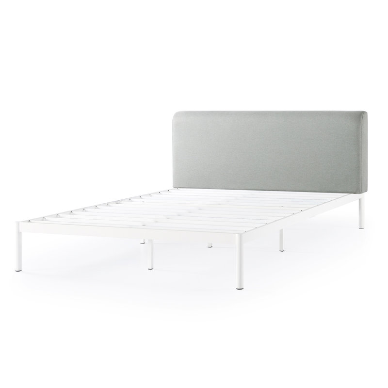 Lit plateforme tapissier Bree, Grand, Gris ciel