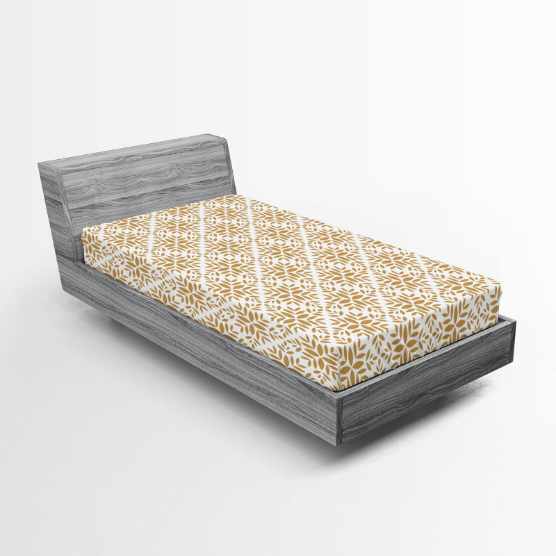 Drap-housse Ambesonne, Ivoire / motif floral brun pâle, Drap-housse simple TG