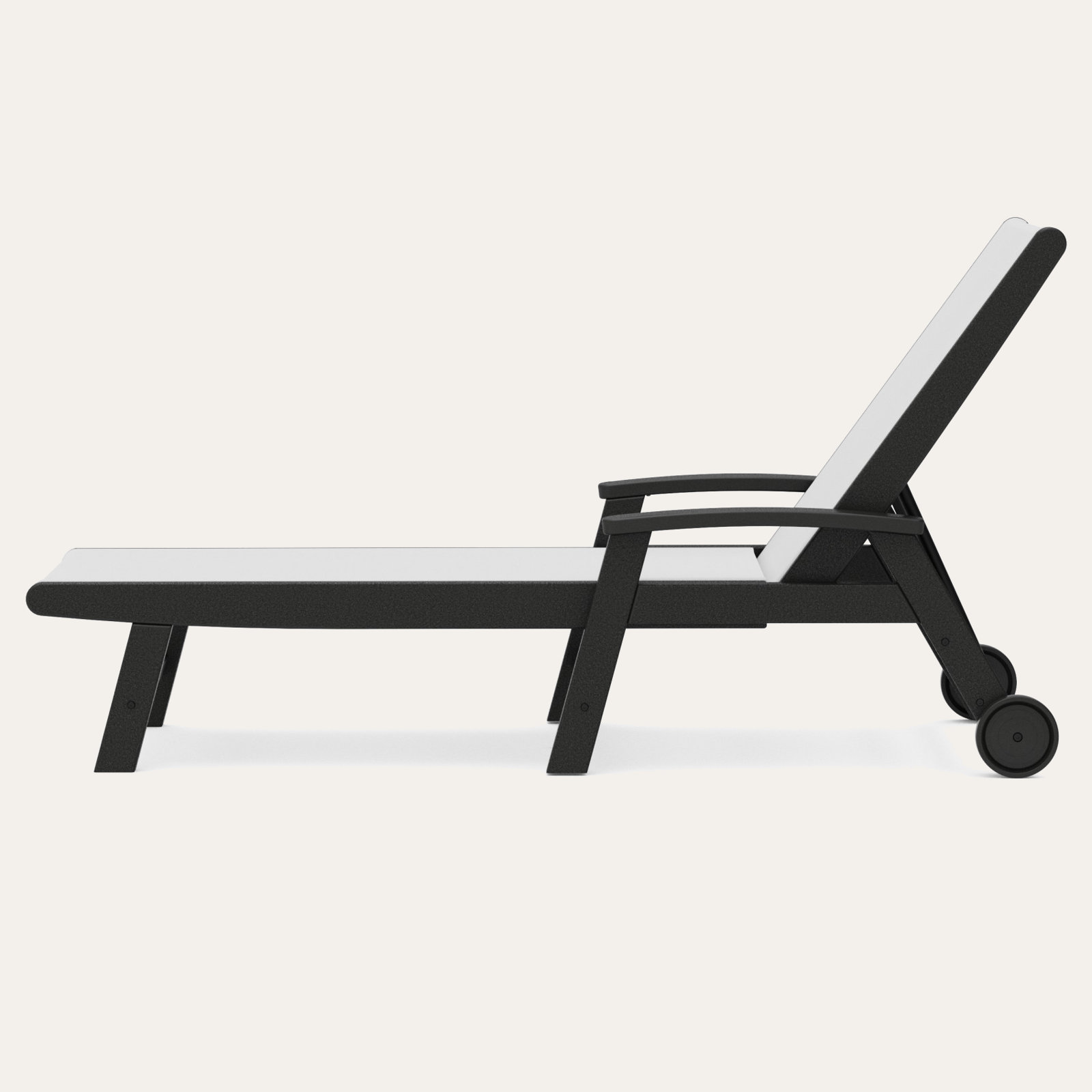 POLYWOOD® Coastal 28" Patio Chaise Lounge, Black, White
