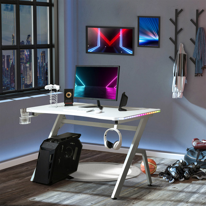 Bayron Metal Base Writing Desk, White