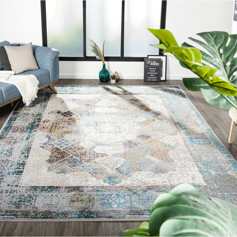 Lydian Oriental Area Rug in Blue, Rectangle 7'11" x 9'10"