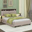 Lit plateforme tapissier double avec tête de lit Chinloy, lit gigogne simple et 2 tiroirs-1135944511