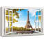 Fenêtre, paysage, Tour Eiffel et beau lac sous un ciel bleu clair - impression sur toile tendue-98466574