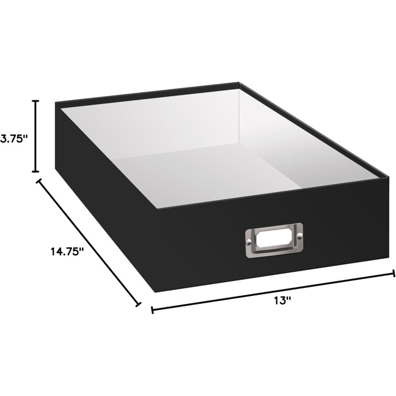 Boîte de rangement Bright, Noir, H 3,75 po x l 13 po x P 14,75 po