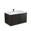 Meuble-lavabo mural 30 po avec tiroir divisé, façade verticale texturée et design flottant-890244818
