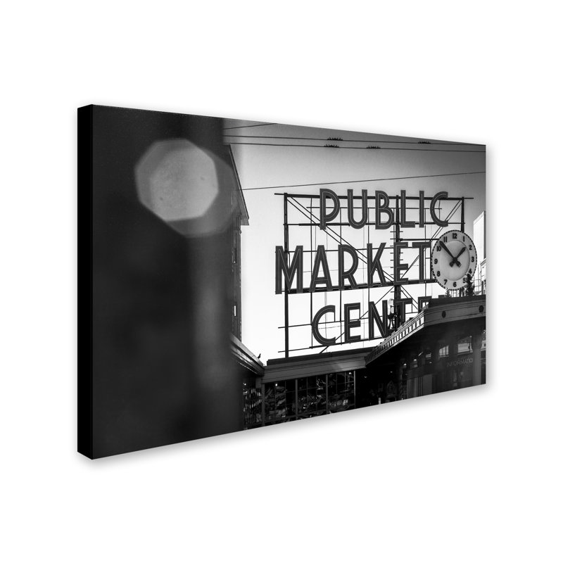 Black and White Pike Place Market Canvas Art, 27x33