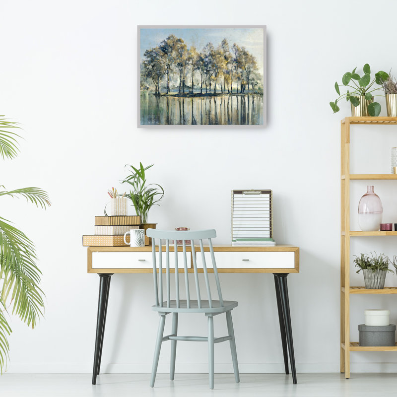 «Isle of Trees» par Studio Arts, reproduction d'art sur toile, H 43 po x l 57 po x P 1,5 po, Champagne couleur argent encadré
