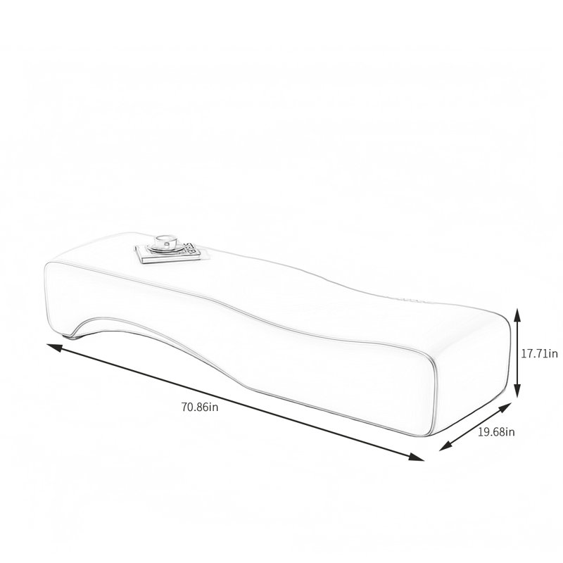 Banc rembourré en cuir Stiliyana, Blanc cassé, H 17,71 po x l 70,86 po x P 19,68 po