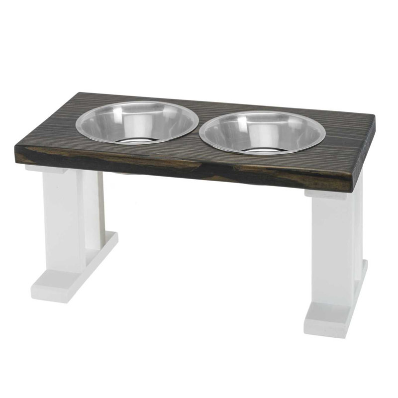 Elevated Feeder, Medium (12"), White/Ebony