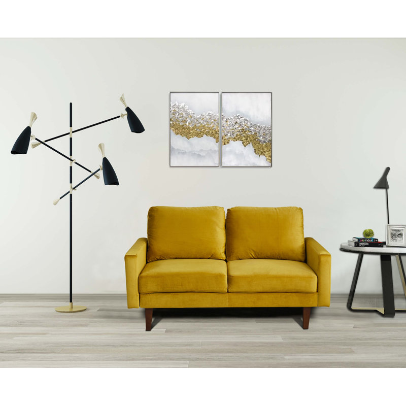 Jekori 59'' Velvet Loveseat, Goldenrod Velvet