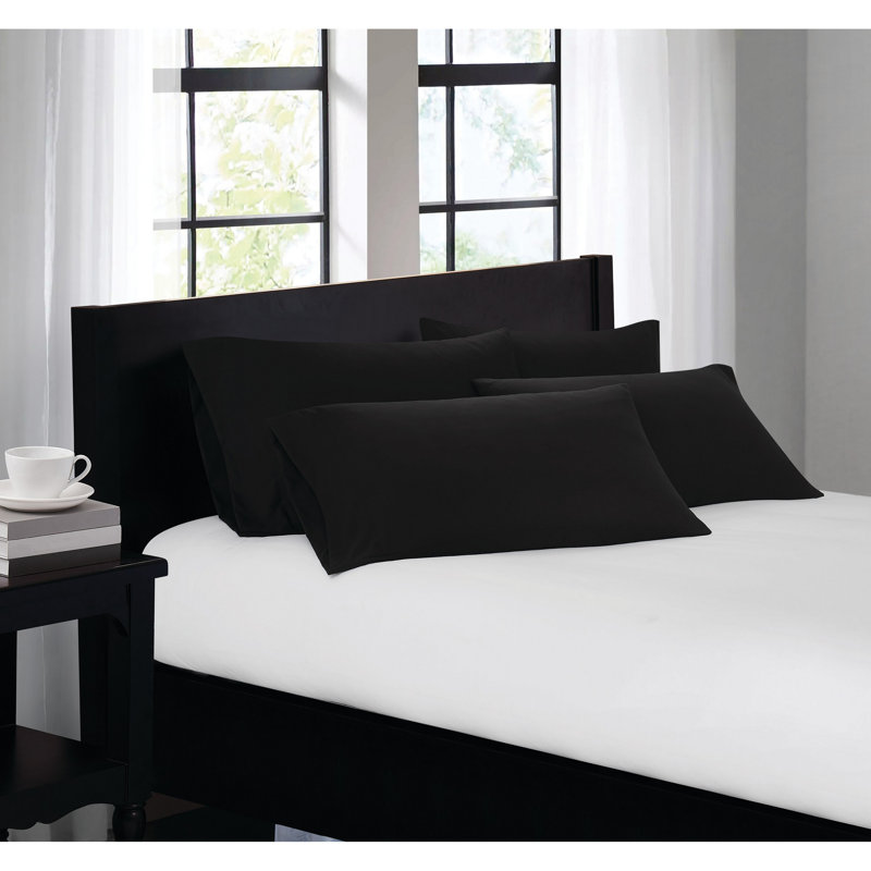 4 Piece Pillowcase Case Pack, King Pillowcase, Black