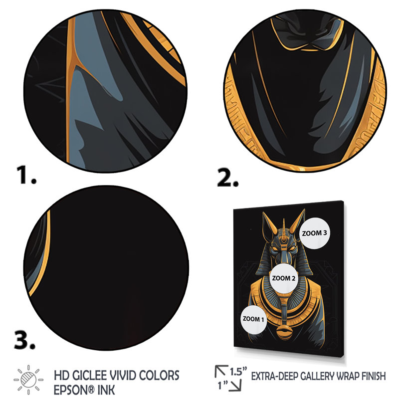 Graphique «Anubis antique Egypting Jackal God» - impression, H 20 po x l 12 po x P 1 po, Cadre simple blanc