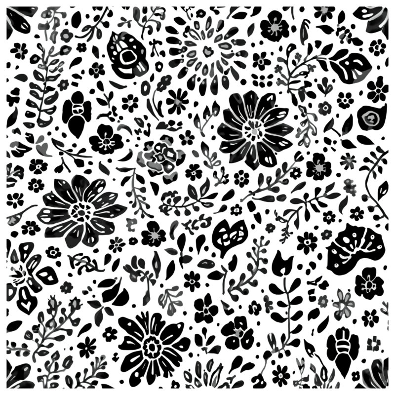 Tapis de bain noir à imprimé floral, 24 po L x 17 po L