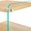 Trois niveaux de tables de chevet. La surface du panneau est en panneau de fibres à densité moyenne, avec des autocollants à grain de bois, et les deux côtés sont en verre trempé transparent. La conception est simple et généreuse, avec fonction de rangement