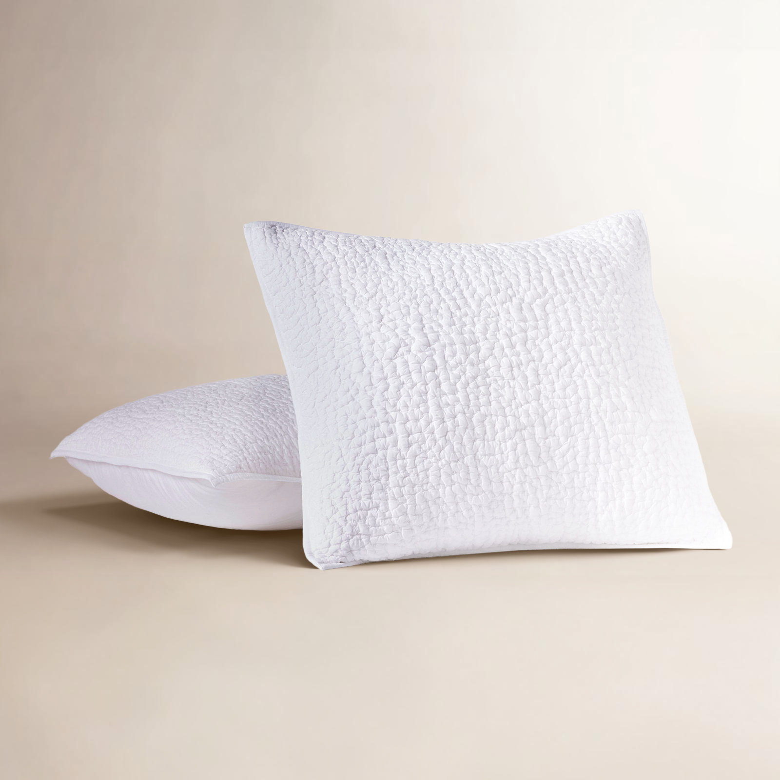 Pebbled Handstitched Organic Sham, Alpine White