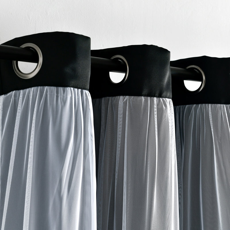 Blackout Curtain Pair, Black, 38" W x 84" L