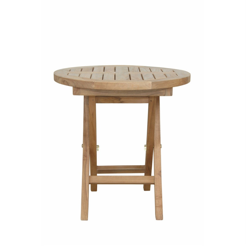 Horstfried Round Teak Folding Outdoor Side Table , 20'' in. W 20'' in. D