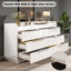 Commode Dougal à éclairage DEL brillant, 8 tiroirs, plateau en verre trempé, blanche-1135788848