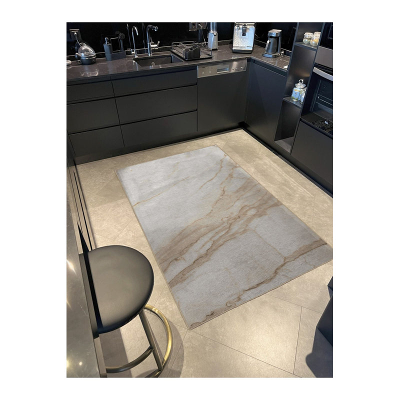 Tapis décoratif abstrait en marbre Creative Abstract, Rectangle 3 pi 3 po x 4 pi 11 po