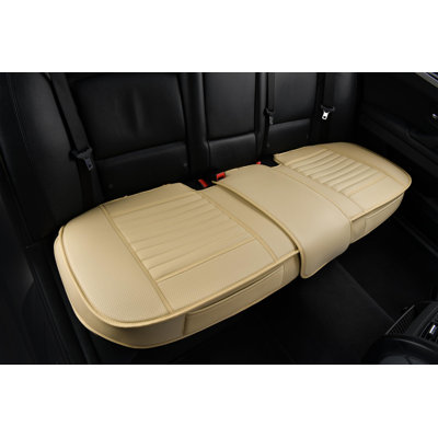 Back Seat Covers Breathable PU Leather Rear Seat Cushions NonSlip Auto Bench Protector Beige 61 x 205