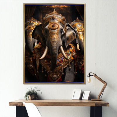Art asiatique, éléphants thaïlandais sur toile