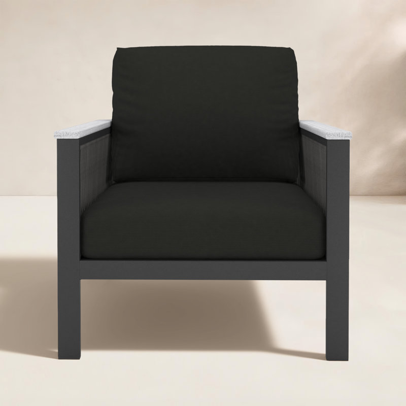 Chaise de patio avec coussins Sunbrella® Townsend, Toile Sunbrella® noir