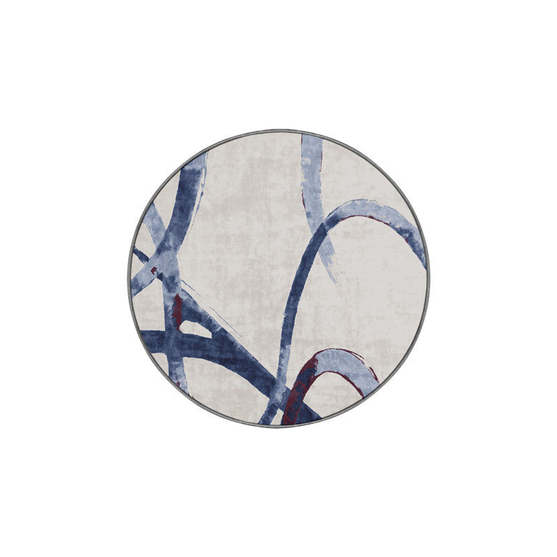 Machine Washable Gray Area Rug, Round 3'