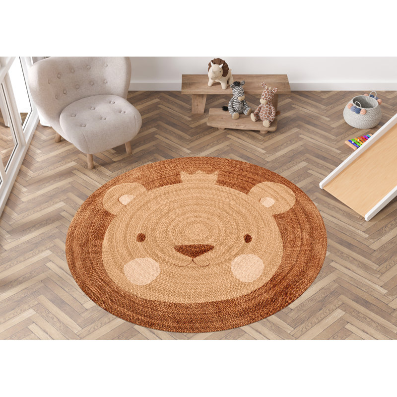 Round Rakel Vinyl Machine Printed Area Rug, Round 3'3.4"