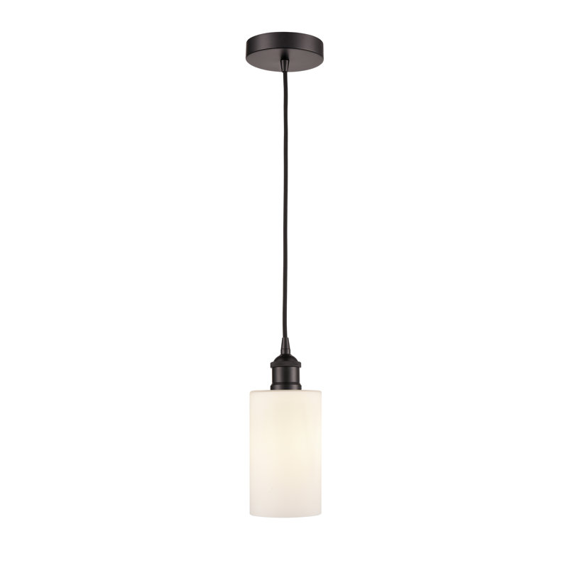 Luminaire suspendu cylindrique à 1 lumière Ervine, Blanc mat, Bronze frotté à l'huile
