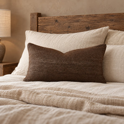 Chocolate Brown Handwoven Cotton-Linen Decorative Pillow Cover