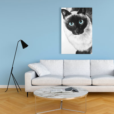 Blue Eyes Siamese Cat - Bedroom Black Canvas Home Decor