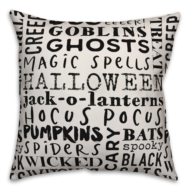  Housse de coussin Halloween, 16 po x 1 po, Blanc, Housse de coussin seulement - sans coussin