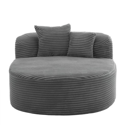 Modern Chaise Lounge Sofa Boneless Couch 51.6" Sofa Bed Compression Sofa Couch With Two Supportive Pillows For Living Room, Gray