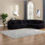 Canapés modulaires spacieux en tissu noir, canapé modulaire incurvé moderne, style de salon confortable