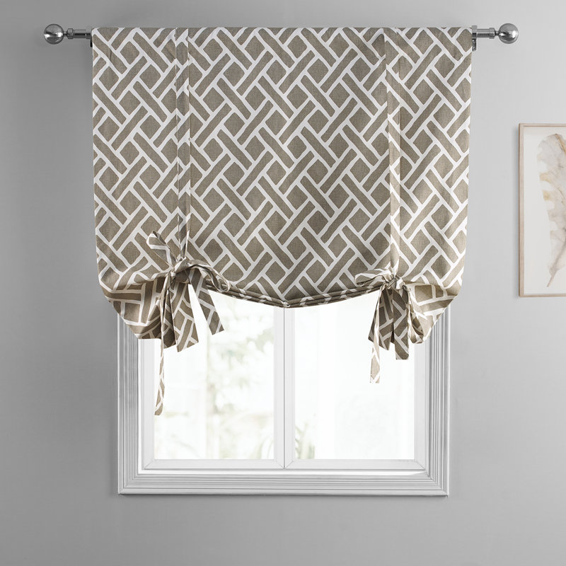 Martinique Printed Cotton Room Darkening Tie Up Window Shades for Living Room, Bedroom and Kitchen, Martinique Blue
