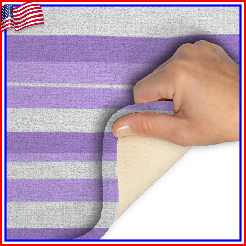 Tapis de bain à rayures, Simple - L 34 po x l 21 po, Rayé mauve / blanc