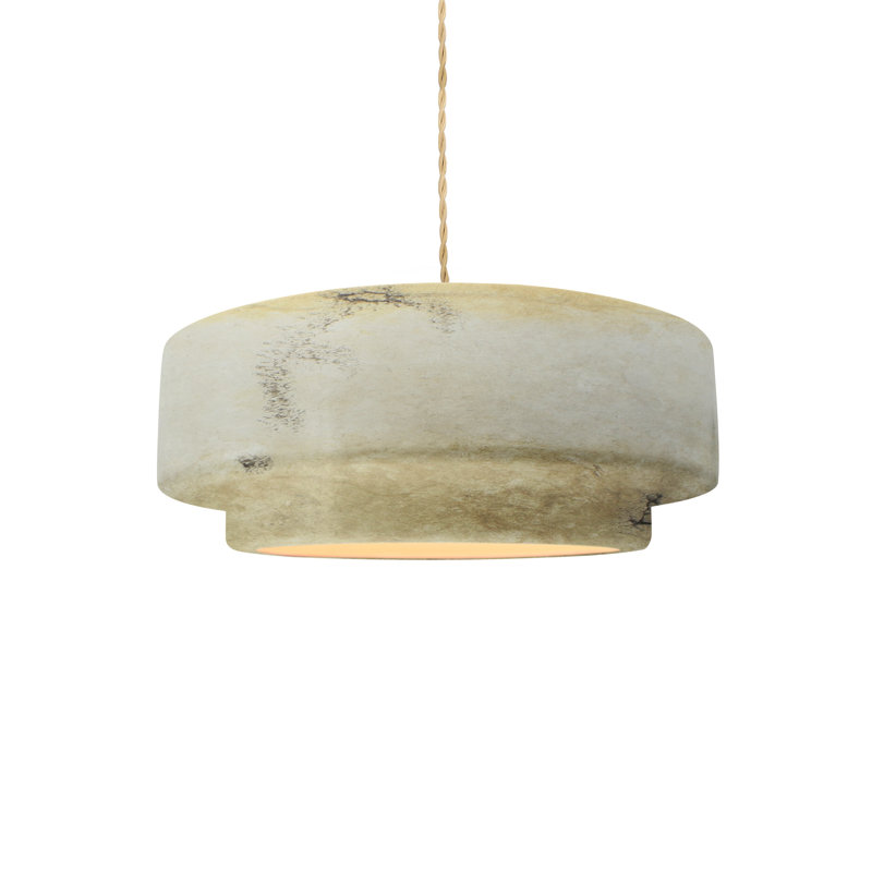 Luminaire suspendu à 1 lumière Meydan, Nickel brossé, H 5 po x l 12 po x P 12 po, Travertin Greco