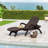 MIKAEL Outdoor Chaise Lounge with 3D Wicker-look Texture, Weather-Resistant and Dark Brown Finish for Patio and Backyard