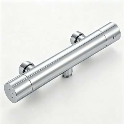 Thermostatic Wall-Mounted Shower Mixer Tap - Anti-Scald Control - Chrome Finish - Single Round Outlet