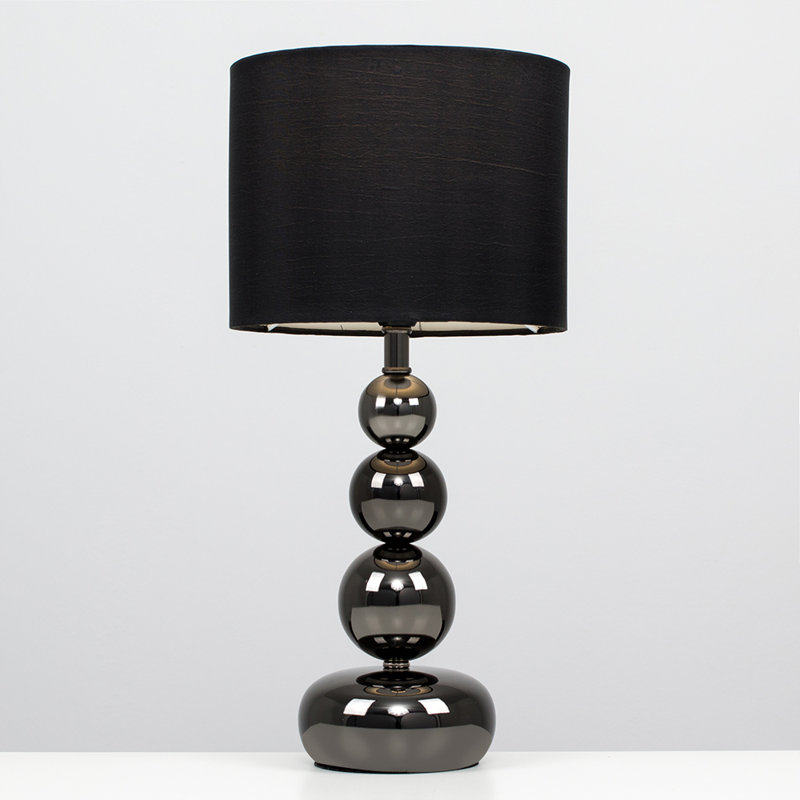 Ettinger 35cm Table Lamp, No, Chrome, Black Faux Silk