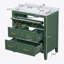 Ensemble de meuble-lavabo 30 po avec lavabo en céramique, meuble-lavabo simple autoportant avec 3 tiroirs, armoire de rangement en bois massif, vert