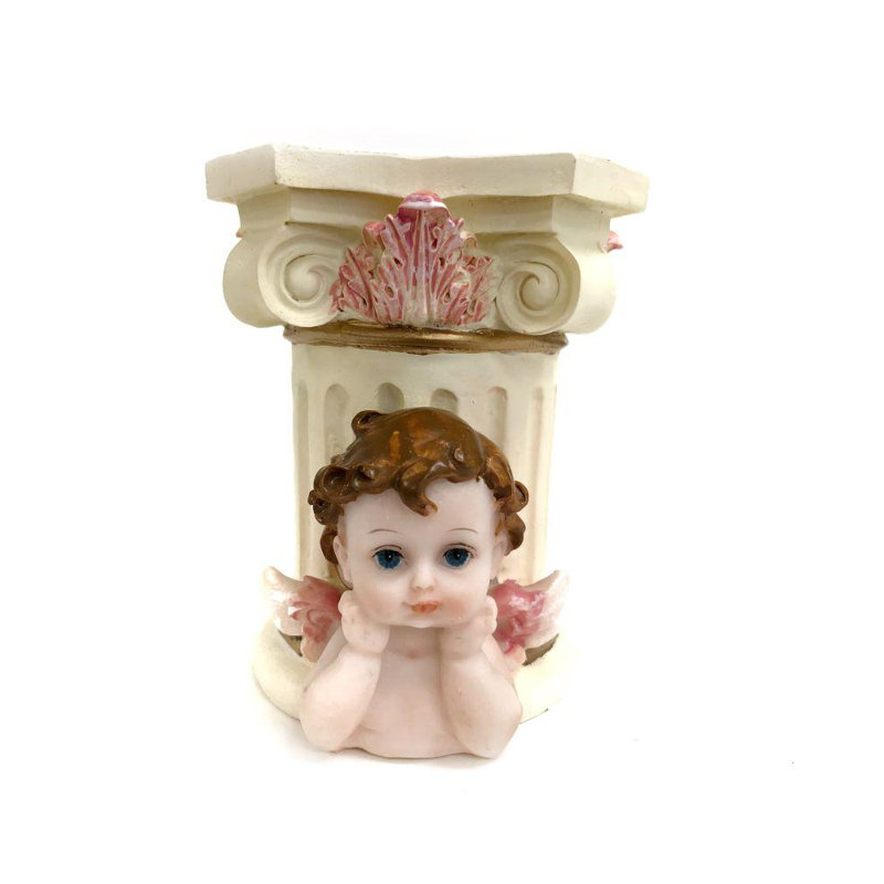 Petit porte-votive en céramique chérubin fille