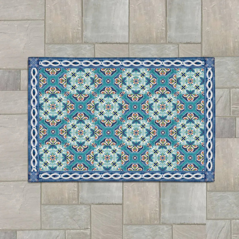 Tapis intérieur / extérieur rectangulaire avec envers antidérapant Jenelle, Rectangle 4 pi x 6 pi